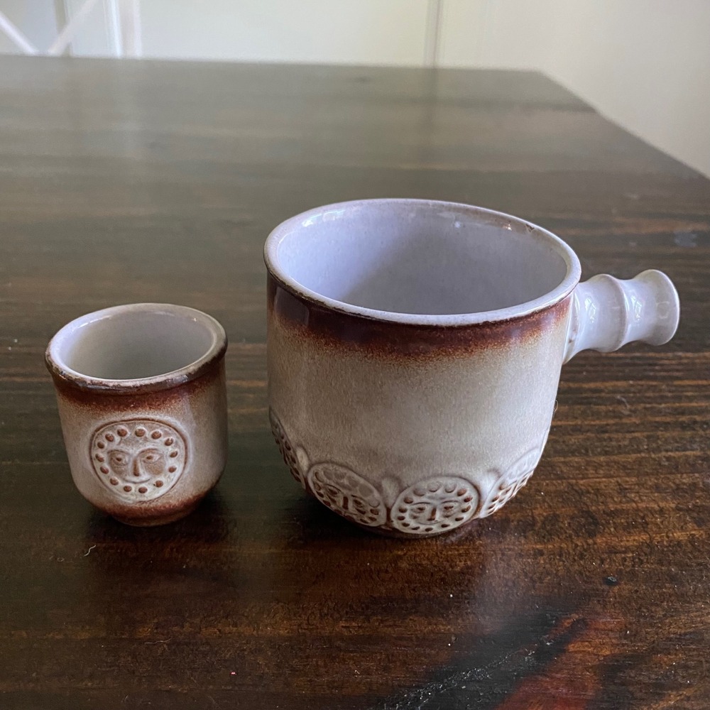 Ceramic Mug Set Unique Face Design‎ Stoneware Coffee Cup Espresso Vintage
